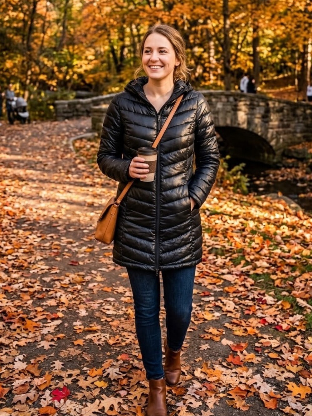 Mid-tigh puffer jacket light weight